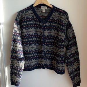 Fair isle cardigan, cotton blend, size M